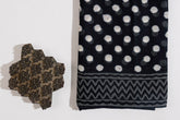 Black Pure Cotton Mul Hand Block Saree